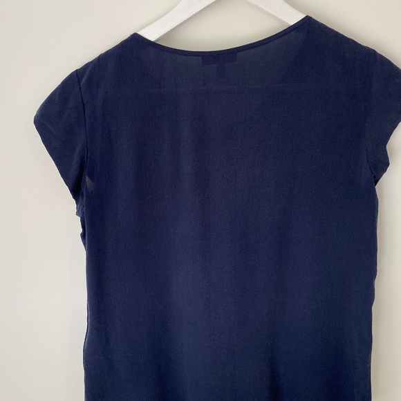 Joie Iva Cap-Sleeve Silk Blouse, Navy - Picture 6 of 11